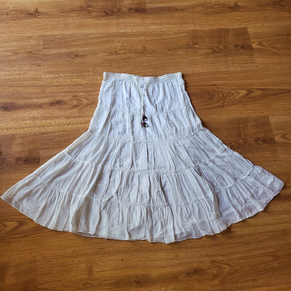 White floor length skirt
